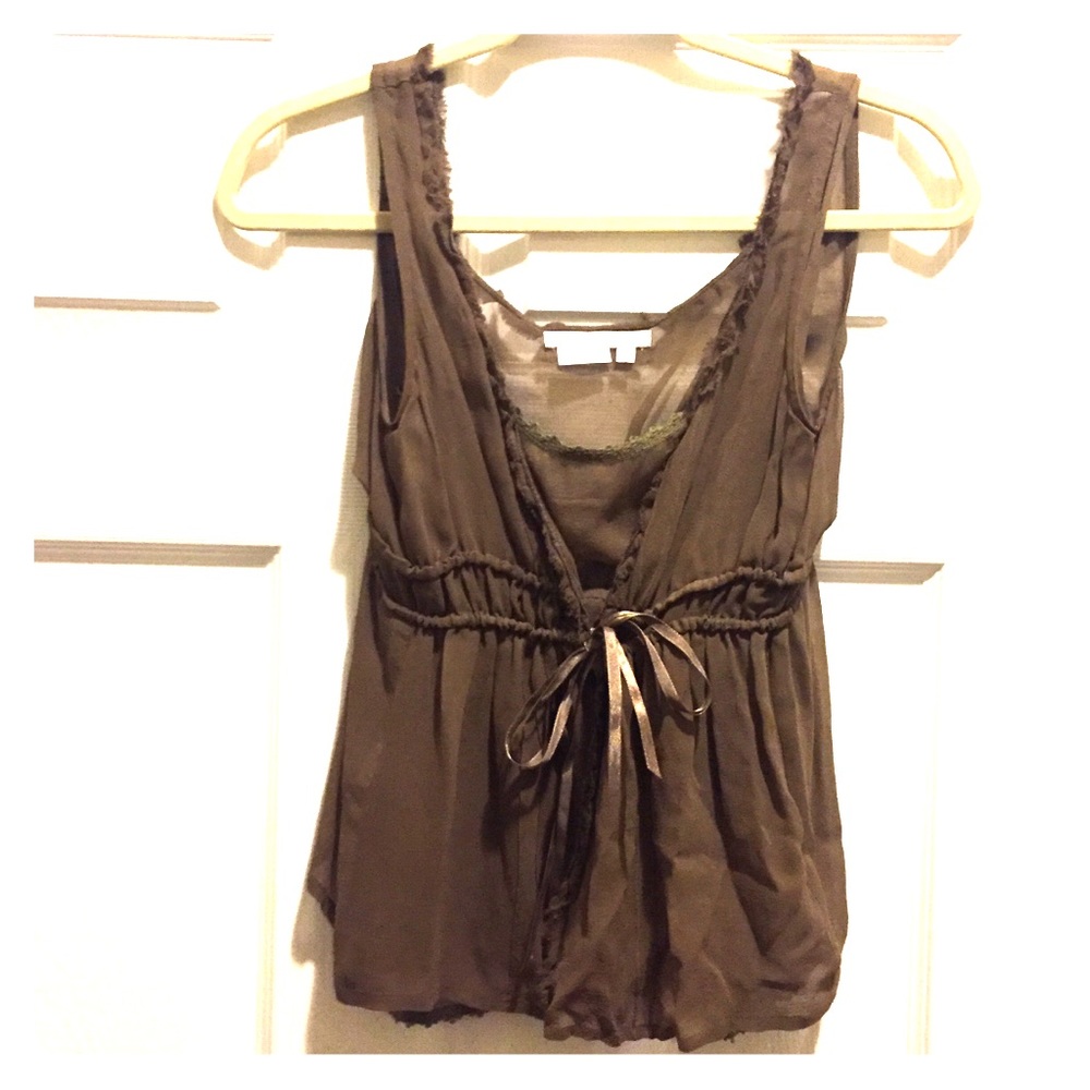 ❌SOLD❌ Brown Silk Chiffon Sleeveless Top